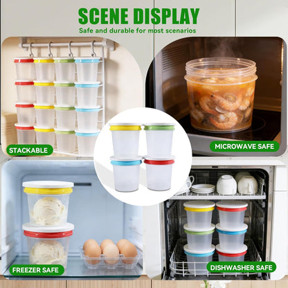 6 Pack 10oz Food Storage Containers, Plastic Containers with Twist Top Lid, Reusable Dishwasher Freezer Safe Airtight, Takeout Container - Ideal for Soup and More