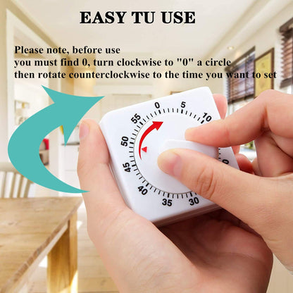Weewooday 2 Pcs 60 Minute Timer for Kitchen Cooking, White