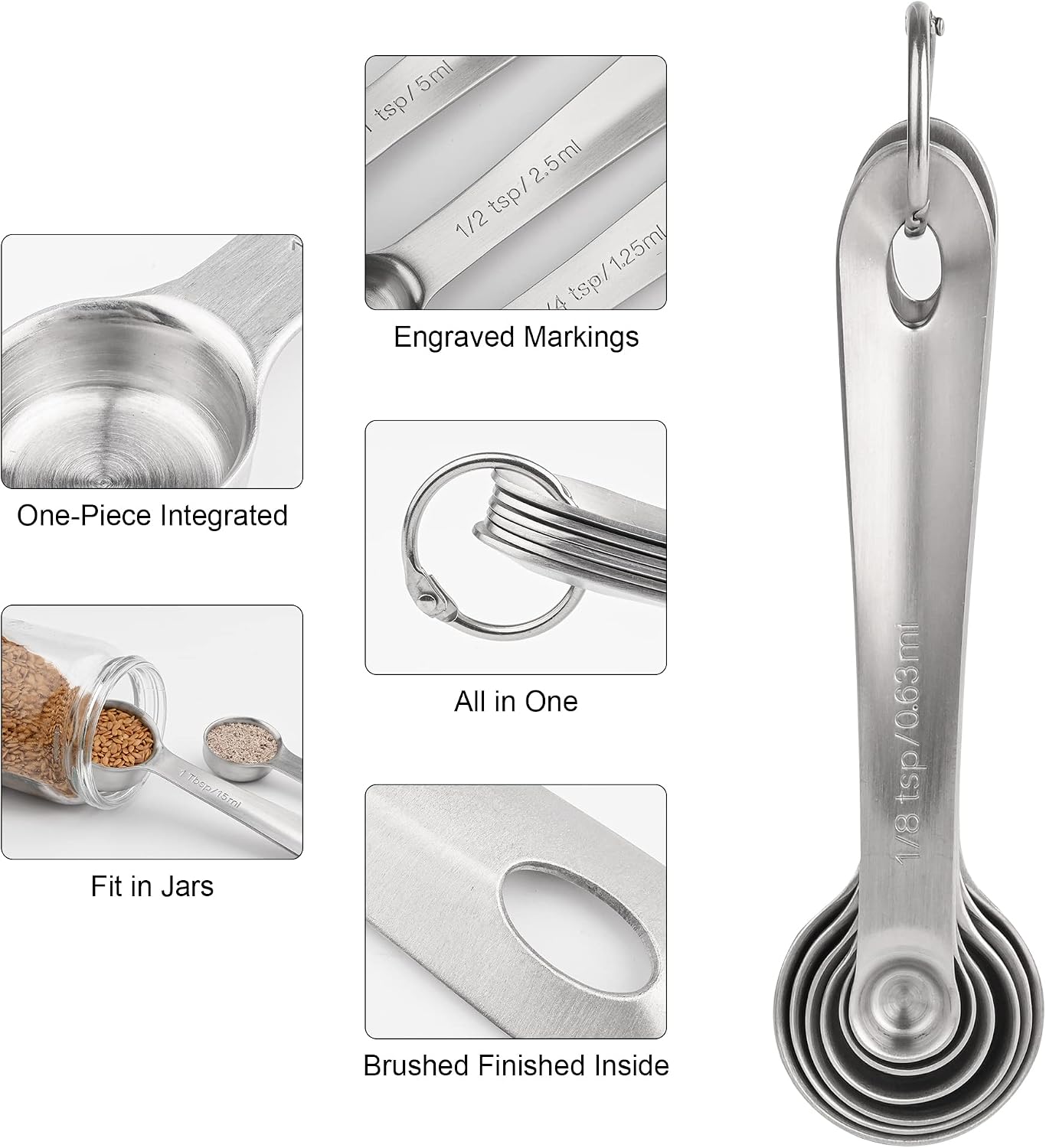 Measuring Cups and Spoons Set, 18/8 Stainless Steel Measuring Cups and Spoons Set, 5 Metal Measuring cup & 6 Baking Measuring Spoon, Imperial & Metric Measure Cup and Spoon Set 11