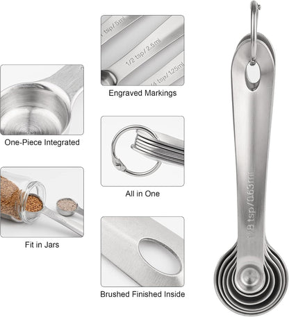 Measuring Cups and Spoons Set, 18/8 Stainless Steel Measuring Cups and Spoons Set, 5 Metal Measuring cup & 6 Baking Measuring Spoon, Imperial & Metric Measure Cup and Spoon Set 11