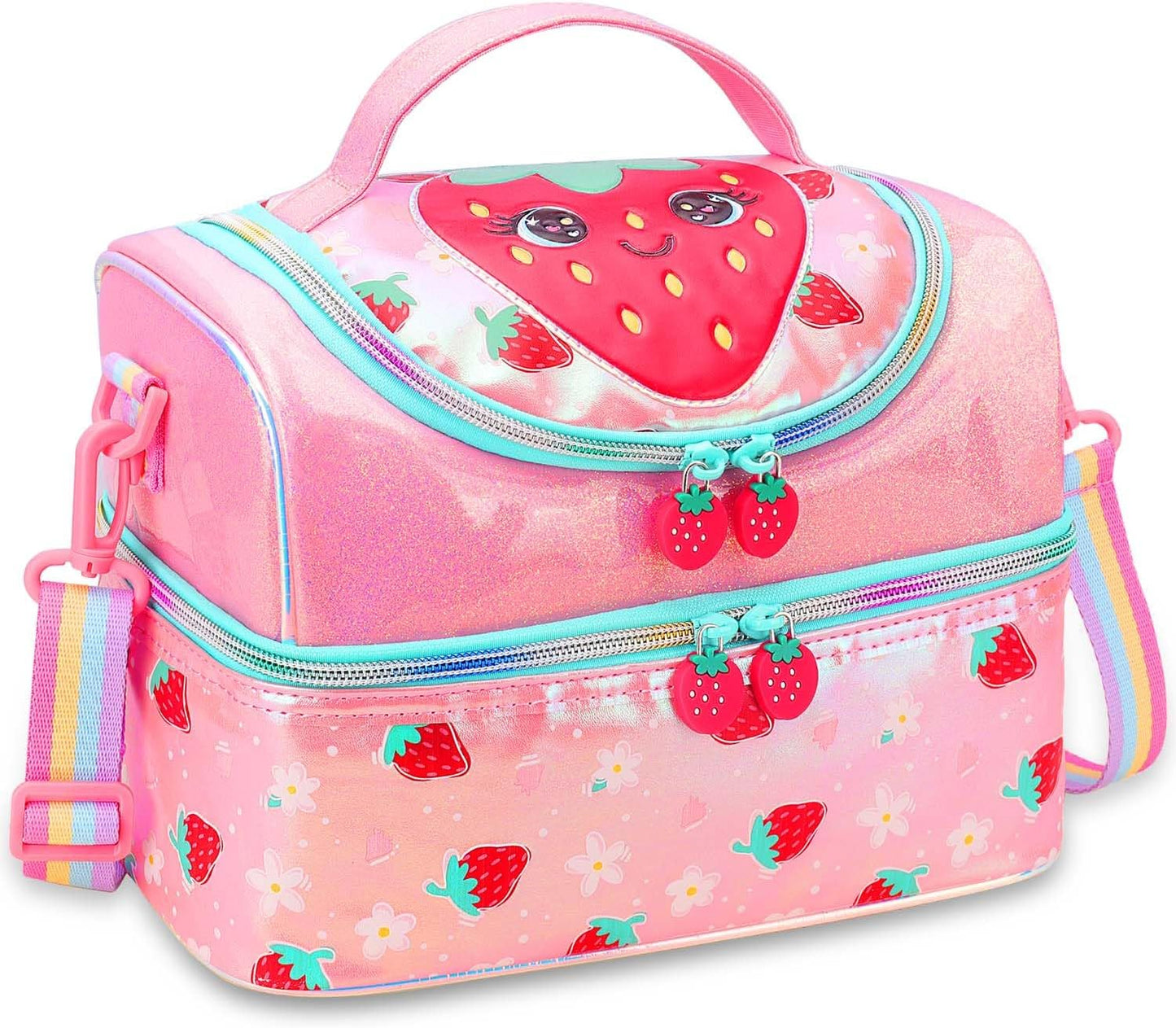 RHCPFOVR Kids Lunch Bag - Double - Decker Cooler Insulated Lunch Box for Boys Girls,Washable Lunch Bag with Strap and Reusable Toddler Lunchbox for School and Daycare
