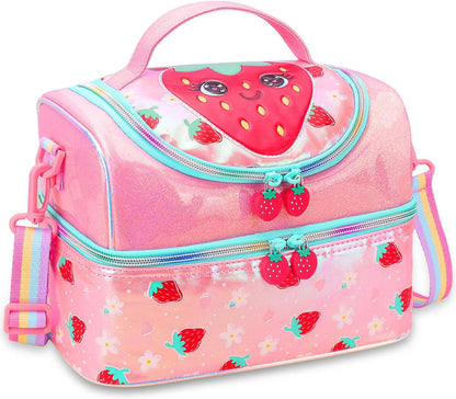 RHCPFOVR Kids Lunch Bag - Double - Decker Cooler Insulated Lunch Box for Boys Girls,Washable Lunch Bag with Strap and Reusable Toddler Lunchbox for School and Daycare