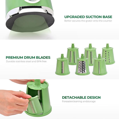 SUSTEAS Rotary Cheese Grater Hand Crank, Kitchen Shredder Vegetable Slicer