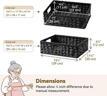 GRANNY SAYS Wicker Storage Baskets for Shelves, Water Hyacinth Basket with Scalloped Edge, Storage Wicker Baskets for Pantry, Large, 2-Pack