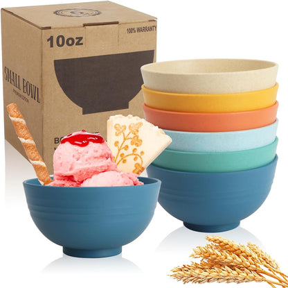 Wrova Wheat Straw Bowls for Kitchen set of 6,Anti-Scald Thick Soup Bowls 40oz,Microwave and Dishwasher Safe Bowl Sets, Unbreakable Cereal Bowl Sets. Vibrant Series