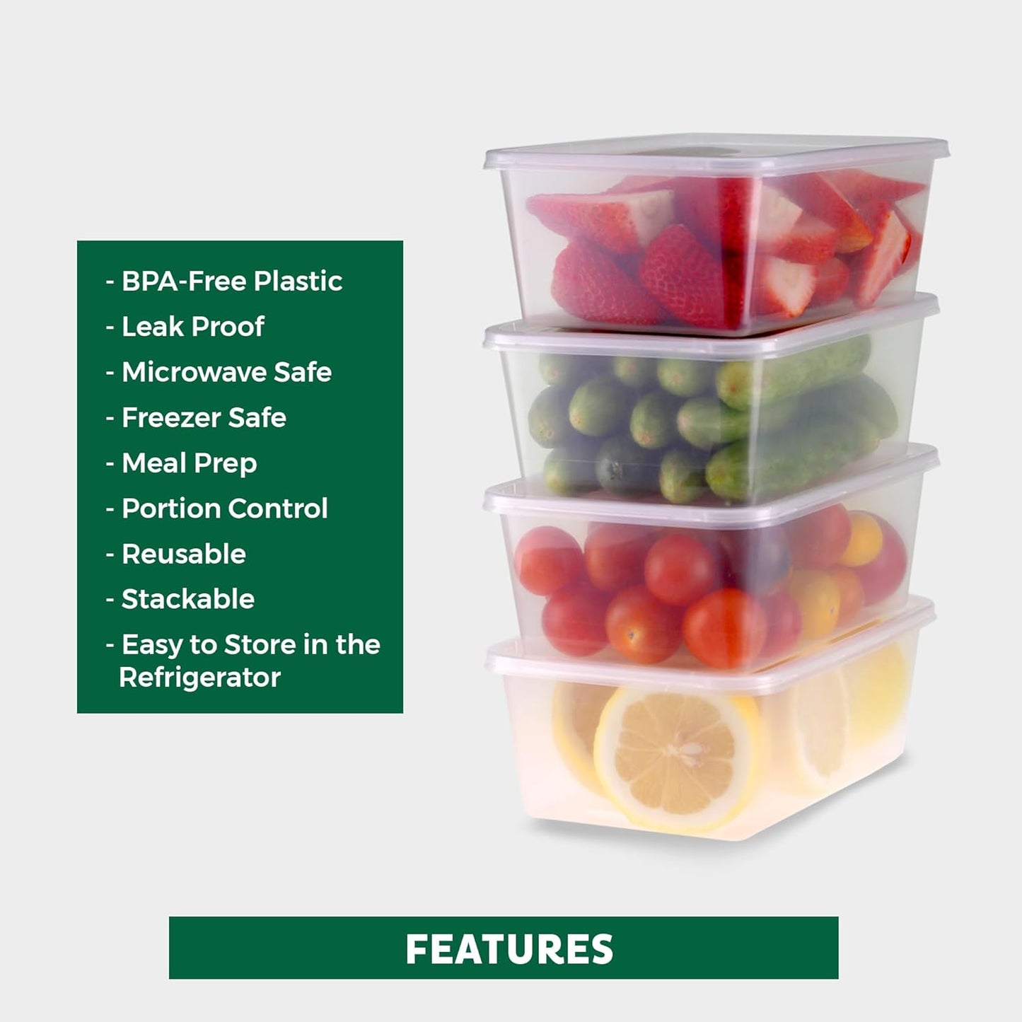 Freshware Food Storage Containers with Lids [60 Pack 8, 16, 32 oz, 20 sets each size] Plastic Deli Containers, Meal Prep Containers, Microwave and Freezer Safe, Stackable, Leakproof, BPA Free, Clear