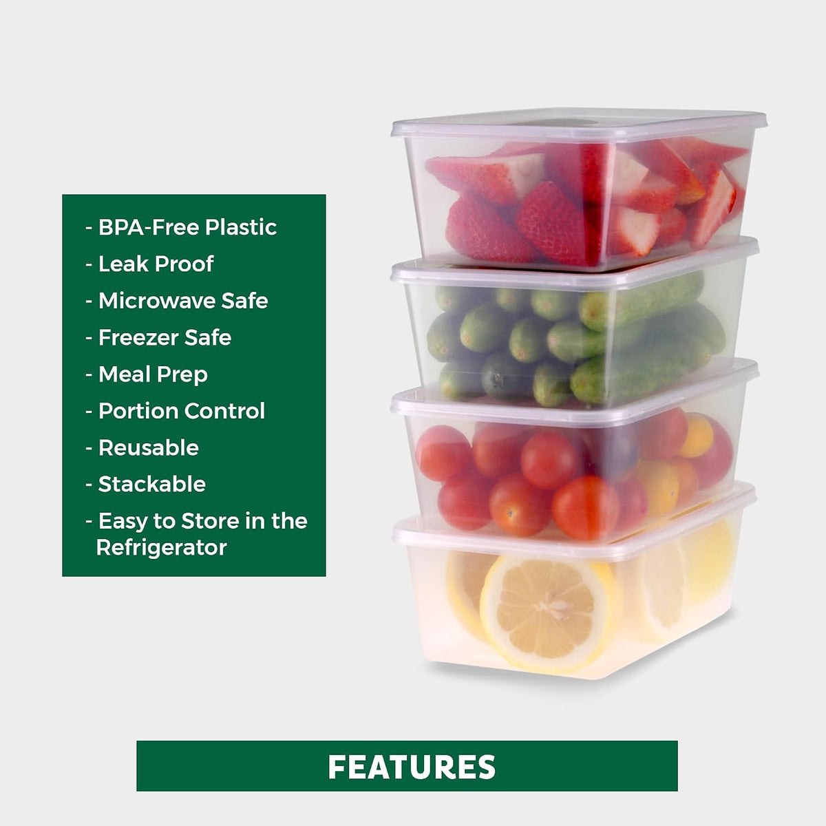 Freshware Food Storage Containers with Lids [60 Pack 8, 16, 32 oz, 20 sets each size] Plastic Deli Containers, Meal Prep Containers, Microwave and Freezer Safe, Stackable, Leakproof, BPA Free, Clear