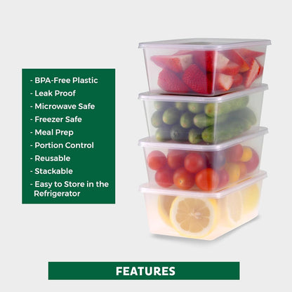 Freshware Food Storage Containers with Lids [60 Pack 8, 16, 32 oz, 20 sets each size] Plastic Deli Containers, Meal Prep Containers, Microwave and Freezer Safe, Stackable, Leakproof, BPA Free, Clear