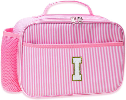 RHCPFOVR Kids Initial Lunch Bag - Insulated Lunch Box for Boys Girls,Washable Lunch Bag and Reusable Toddler Leak-proof Lunchbox for School and Daycare - Colors B