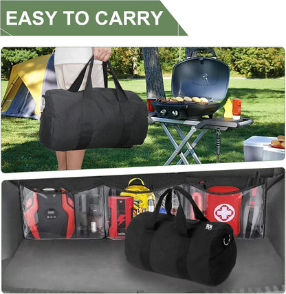 BBQ Tool Storage Bag, with Inner Pockets and Shoulder Strap, Black Outdoor Camping Barbecue Carry Bag, Grill Accessory Storage, BBQ Gifts for Men, 18.1 * 10.6 * 10.6 inches
