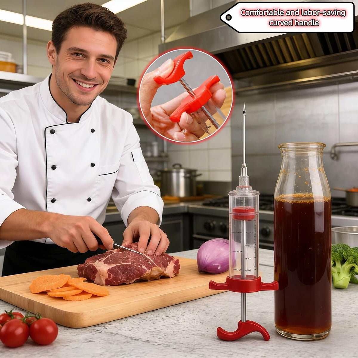 Meat Injector Syringe with Cleaning Brush,30ml/1oz Capacity Turkey Injector with 3"Needle,1 oz Brining Kit for Effortless Marinating-Perfect for BBQ,Chicken,Thanksgiving Turkey,Steak&Grill