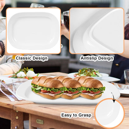 2 Pack Extra Large 17.5 Inch White Serving Trays – Reusable Melamine Platters for Parties, Snacks & Cookies, Durable Food Serving Dishes for Entertaining, Pantry & Kitchen Use White