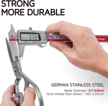 Come Apart Kitchen Shears by WELLSTAR, Multi-purpose Heavy Duty German Stainless Steel Food Scissors for Cutting Meat Poultry Chicken Vegetable, Durable One Piece Construction, Mirror Finish