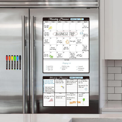Magnetic Dry Erase List Board - 4"x12" Multifunctional List Board for Fridge - 6 Extra Fine Point Markers Included - Shipped Flat