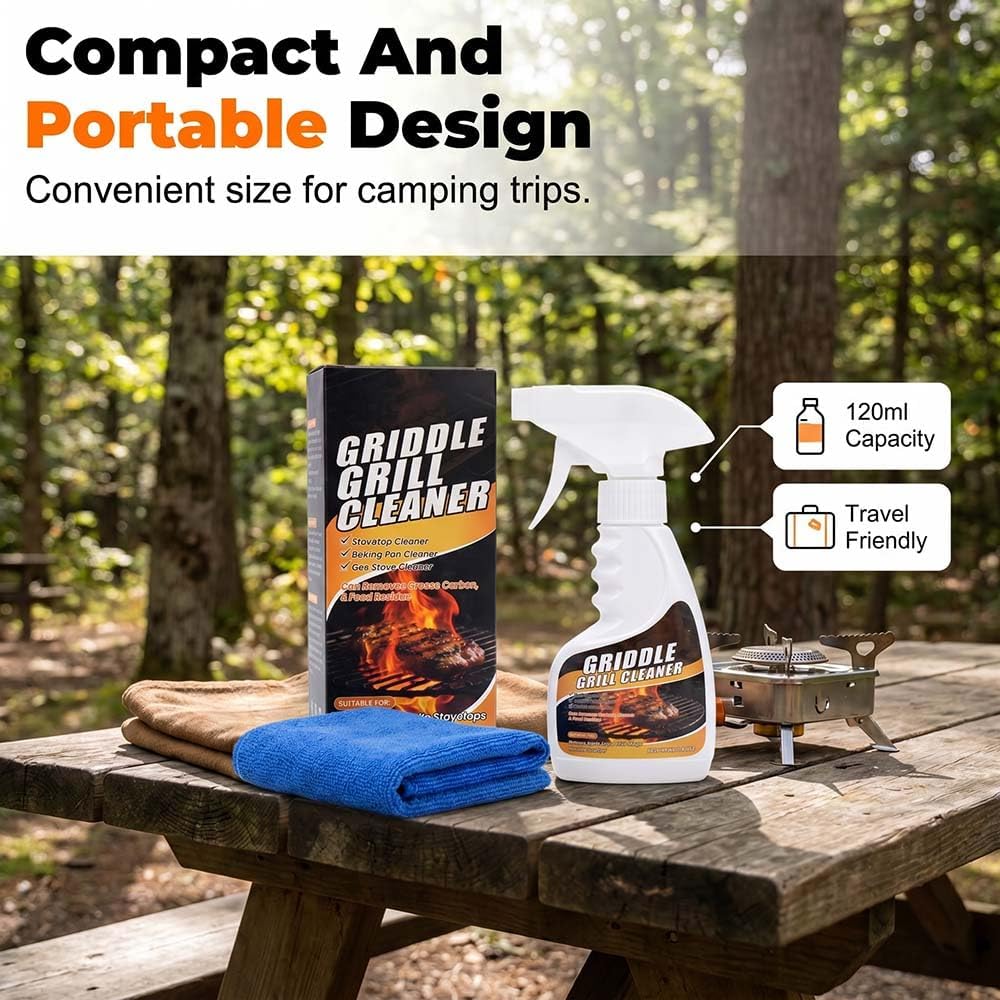 Fast Acting Heavy Duty Grill Degreaser Spray, 2026 New Griddle Grill Cleaner, Multi Surface Kitchen Grease Cleaner for Outdoor Cooking BBQ Grill Cleaner, for Home Cooks Cooktop Cleaner Spray (1)