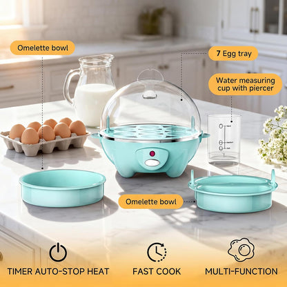 Egg Cooker,Rapid 7 Eggs Boiler with Auto Shut-off-Green