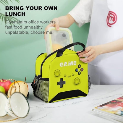 Game Lunch Bag for Boys Girls Gamer, Insulated Video Game Lunch Box for School Work Office Travel Picnic Hiking Beach, Waterproof Leakproof Portable Fits Most Bento Boxes