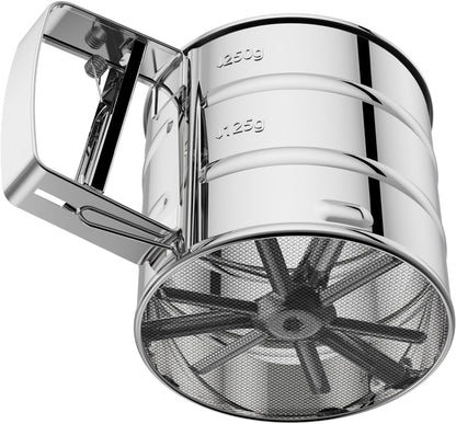 Omesata Flour Sifter 3 Cup for Baking, Crank Sifter Sieve Baker Dusting