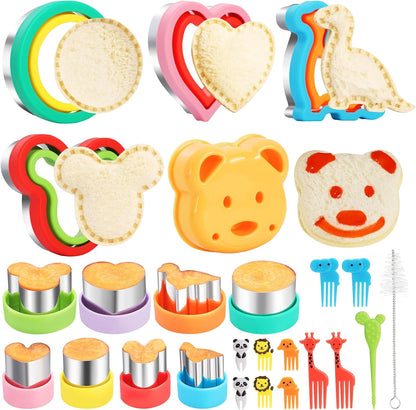 Sandwich Cutters for Kids Lunch, 25 Pcs Sandwich Cutter and Sealer Set, Uncrustable Sandwich Cutter for Lunch Box, Vegetable Fruit Cutter Shapes for Kids Bento Box