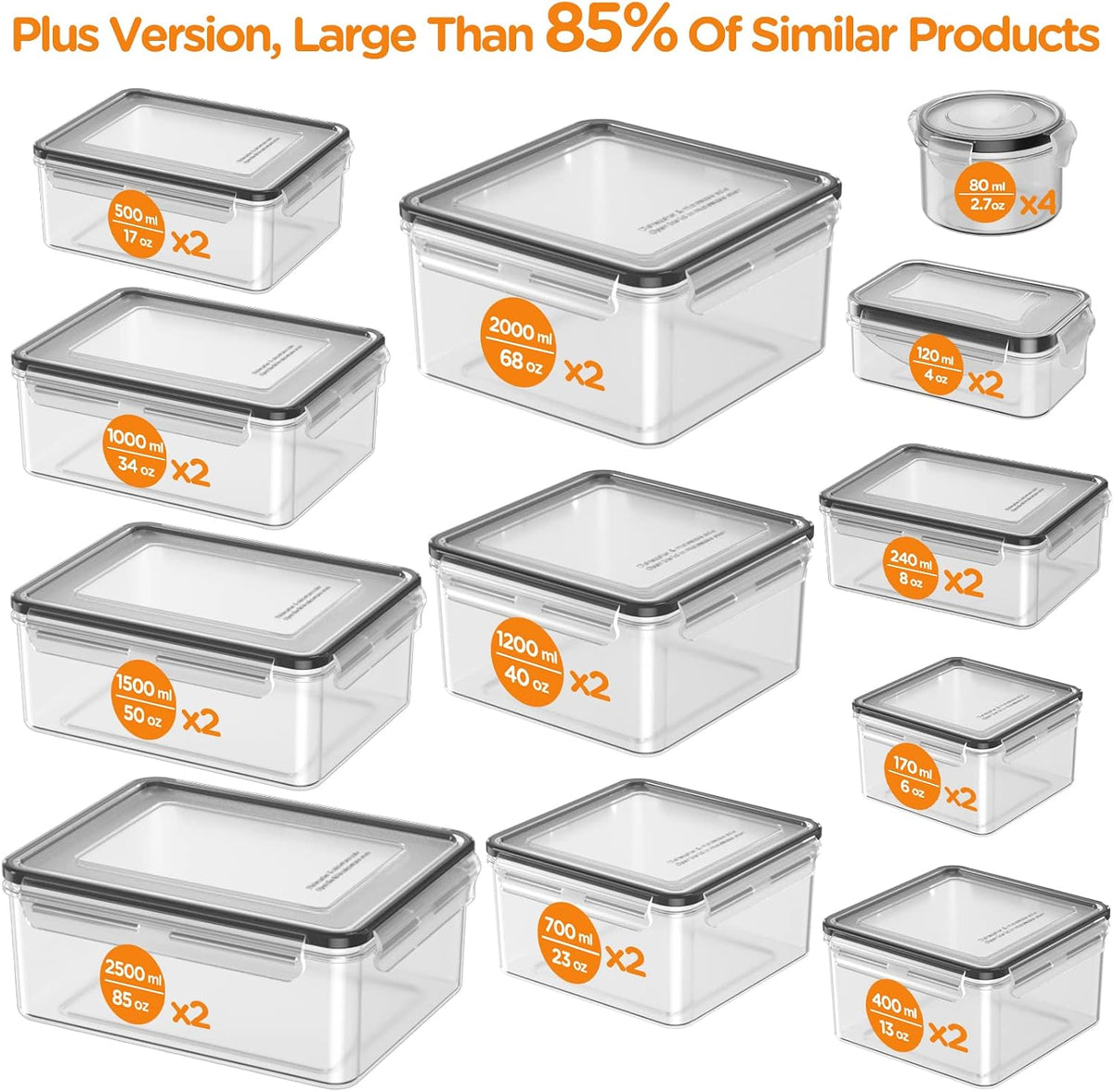 HOMETALL 40 PCS Food Storage Containers with Lids Airtight, 100% Leakproof Plastic Meal-Prep Containers Reusable(20 Containers & 20 Lids),Microwave and Dishwasher Safe, Includes Labels & Pen