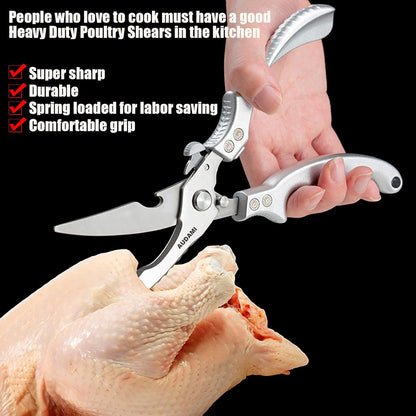 2 Pack Kitchen Shears,Heavy Duty Stainless Steel All-Purpose Poultry Meat Scissors for Cooking-Dishwasher Safe