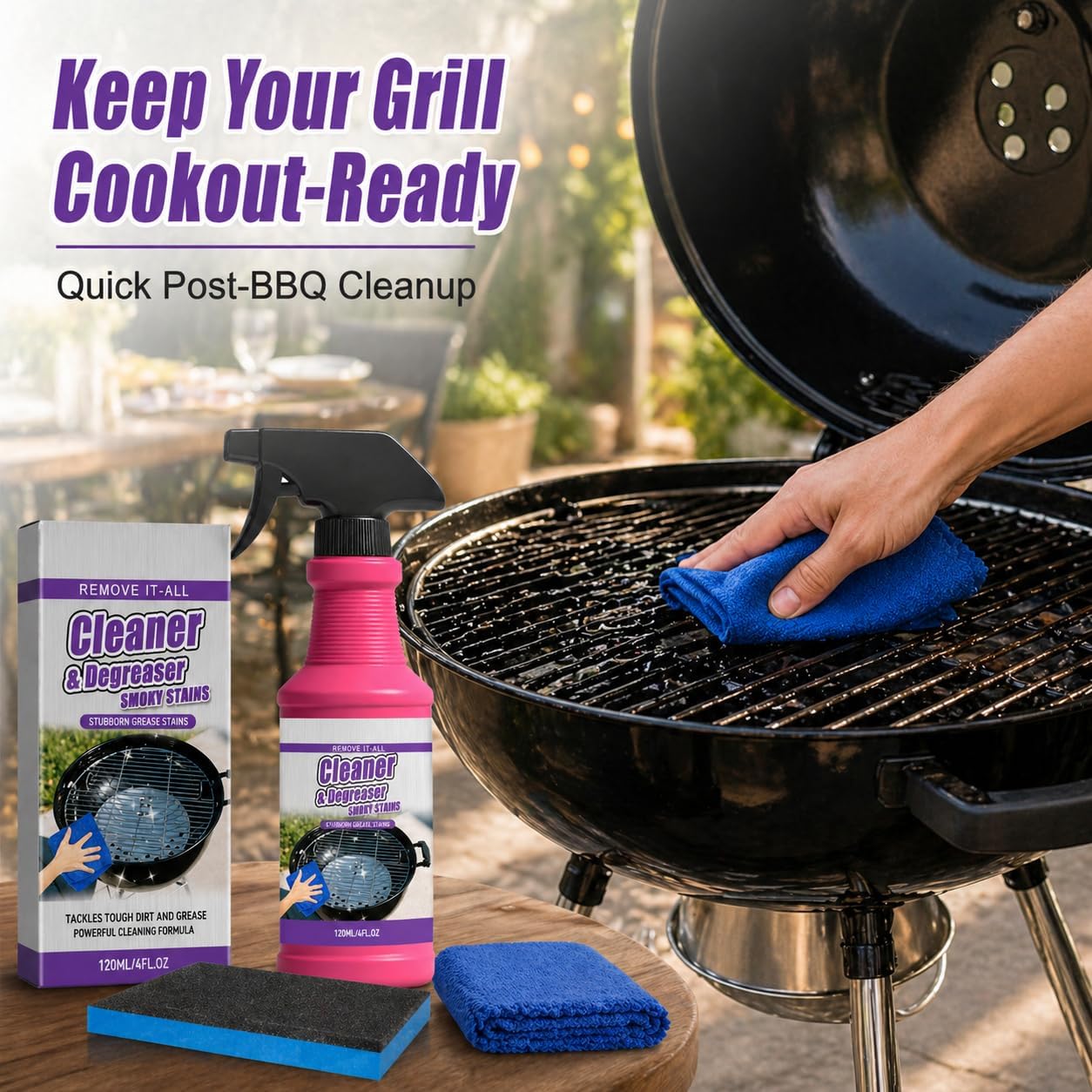 Heavy Duty Grill Cleaner Spray, BBQ Grill Degreaser and Grease Remover for Outdoor Grills, Fast Acting Formula for Grates, Smokers, Drip Pans, Stainless Steel and Porcelain Enamel (1)