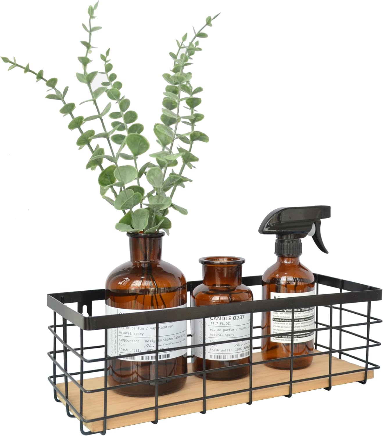 ShabbyDecor Metal Wire Basket with Handles Storage Organizer Stackable Organizing bin for Cabinet Shelf Countertop Under Sink Pantry for Kitchen,Bathroom,Laundry Closet, 1 Pack