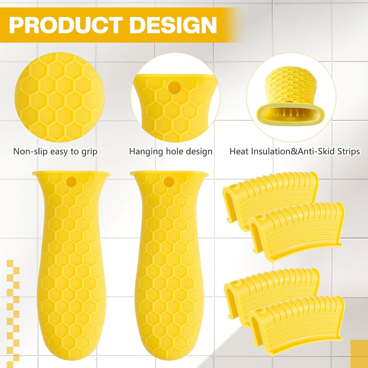Patelai 8Pcs Silicone Cast Iron Handle Cover,Black