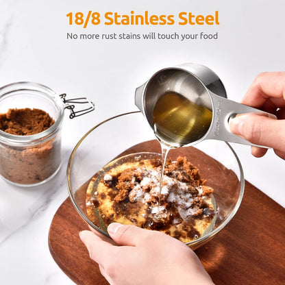 Measuring Cups, U-Taste Magnetic Measuring Cups and Spoons Set of 13 in 18/8 Stainless Steel: 7 Measuring Cups and 5 Measuring Spoons with 1 Professional Magnetic Measurement Conversion Chart