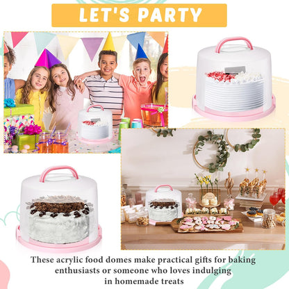 Baderke 10 Inch Round Cake Carrier with Lid and Handle - Two Sided Cake Holder & Box for Transport, Pie, Cupcake(White)