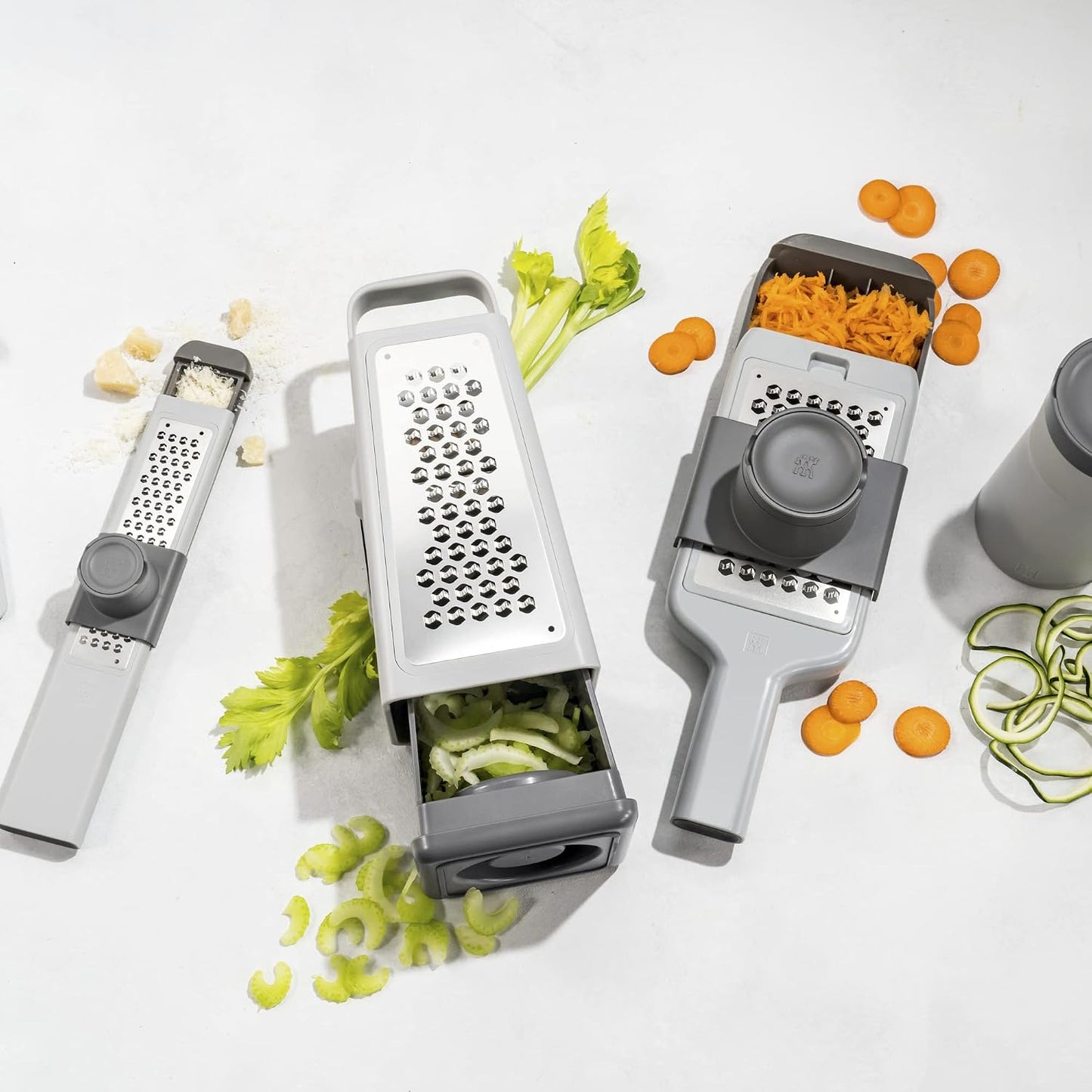 ZWILLING Z-Cut Multifunctional Grater, Mandoline, Faster Grating Technology, Zester, Rasp Grater, Slicer, Finger Guard, Grey