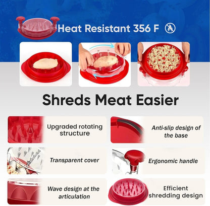 Chicken Shredder Large Meat Grinder Chicken Breast Shredder Heavy Duty Meat Shredder Tool Twist With Tray&Brush Hot Meat Shredder, Meat & Poultry Tools BPA-Free, Dishwasher Safe, Strong Non-Slip Base.