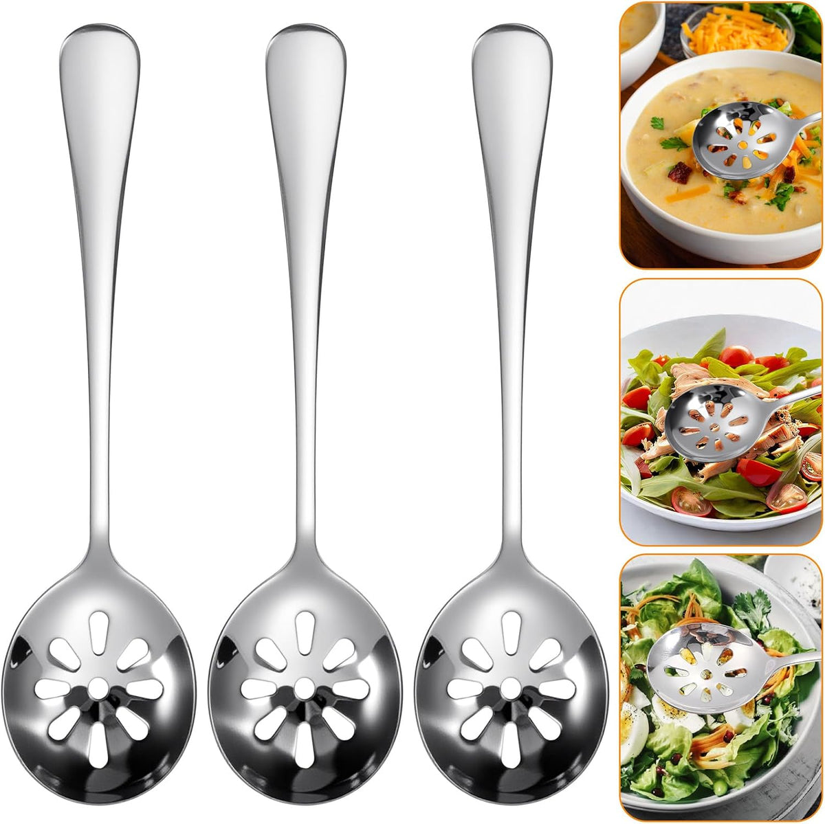 7.8 Inch Slotted Spoon, Serving Spoons, Dips, Cereals (10 Holes)