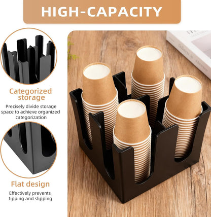 Commercial Cup and Lid Holder with Straw Organizer,Disposable Coffee Cup Condiment Dispenser for Countertop Org, Coffee Bar, Beverage Cup, Kitchen, Breakroom (11 Compartment Upright)
