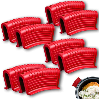 Silicone Assist Handle Holder, Hot Skillet Handle Covers Pot Grip Handle Sleeve Cast Iron Skillets Non-Slip Heat Resistant Pan Grip Cover for Cast Iron Woks Frying Pans Griddles Skillets (Red)