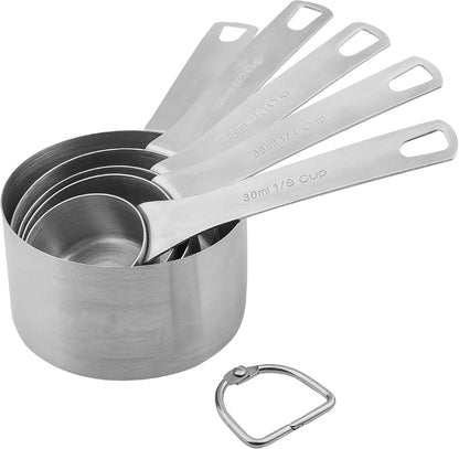 18/8 Stainless Steel Measuring Cups and Spoons Set of 11, Metal Measuring Cups with 1/8 Measuring Cup Set, Dry Measure Cup and Spoon Set for Kitchen and Baking