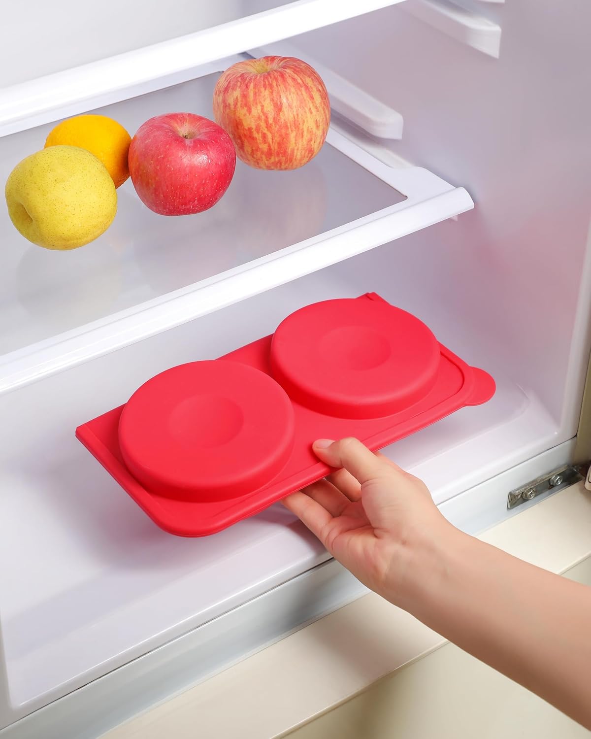 AUOON Silicone Burger Press for 4.5" 1/4-1/3 lb Patties - 4 in 1 Hamburger Press Patty Maker for Kitchen BBQ, Non-Stick Burger Patty Mold for Beef Veggie, Dishwasher Safe & Freezer Storage (Red)