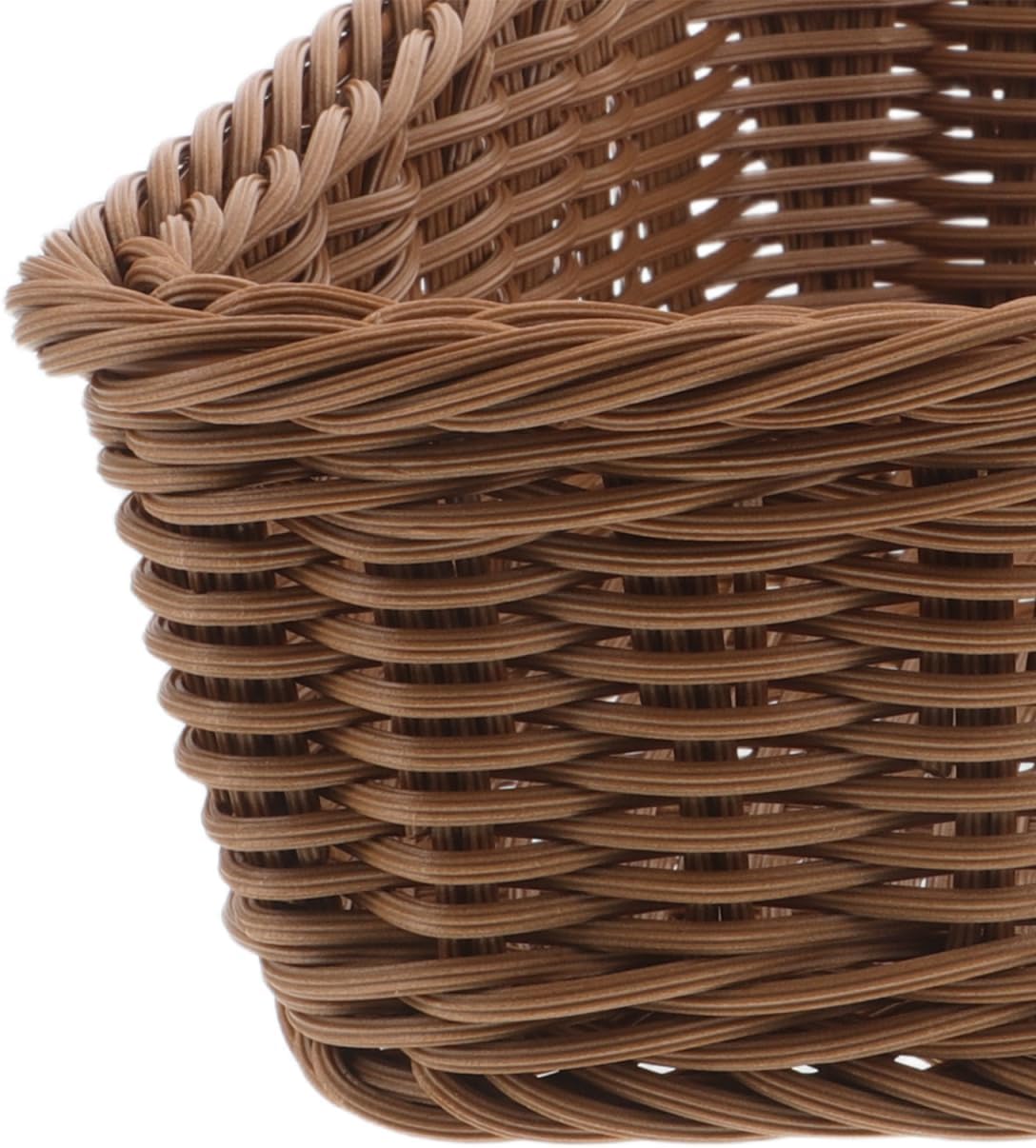 Hemobllo Corner Storage Basket, 90 Degree Triangle Countertop Organizer Bin for Kitchen Bathroom Pantry, Handwoven Plastic imitation Rattan with Metal Frame, Light Brown