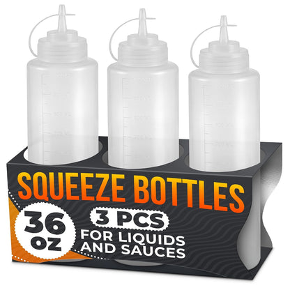 BURIUS Inverted Condiment Squeeze Bottles 16 oz for Sauces, Honey