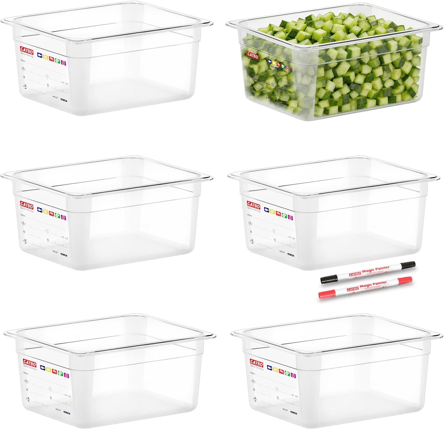 6-Pack Clear Polycarbonate Handled Lids for 1/6 Size NSF Food Pans