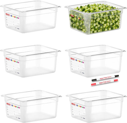 6-Pack Clear Polycarbonate Handled Lids for 1/6 Size NSF Food Pans
