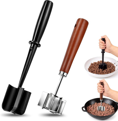 Saillong Meat Chopper 2 Pack, Ground Beef Masher, ABS & Stainless Steel