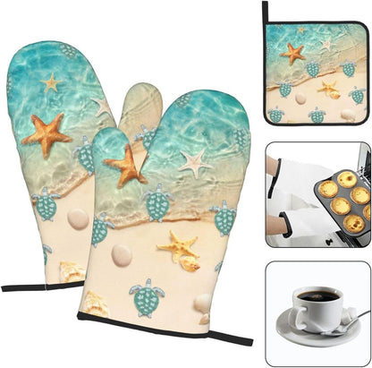Boho Floral Oven Mitts and Pot Holders Sets of 3, Cute Baker Stuff