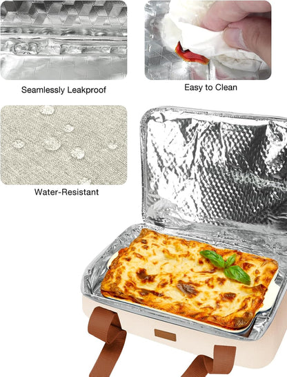 Casserole Carrier Bag, Single Insulated Food Bag, Hot Cold Lasagna Holder Tote for Picnic, Potluck or Travel, Lightweight Picnic Bag