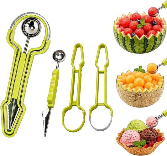 3-in-1 Stainless Steel Melon Baller Scoop Set,mellon ball scoop,Watermelon Scooper, Fruit Baller for melons,fruit salads, party favors