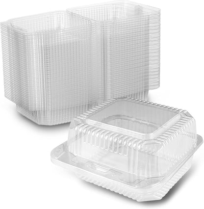 MT Products Clear Cake Slice Container 5" x 5" x 2.75" - To go Square Plastic Container (Pack of 40) - Made in the USA