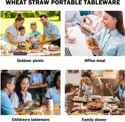 Large Reusable Travel Utensils Set with Case, Plastic Set for Adults Travel Picnic Camping, Portable Flatware Cutlery Set with Chopsticks for Daily Use(Black)