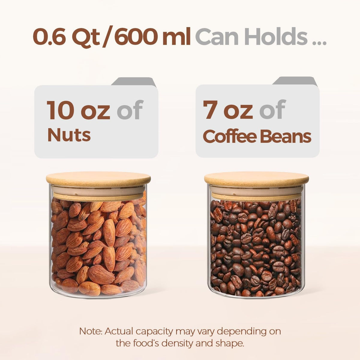 ComSaf Glass Storage Containers with Lids 1 Qt, Set of 6 Food Storage Jars