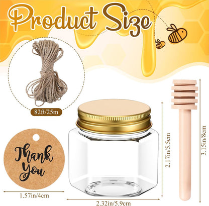 Funnymoom 2.5 oz Mini Honey Jars with Wooden Dippers, Classic