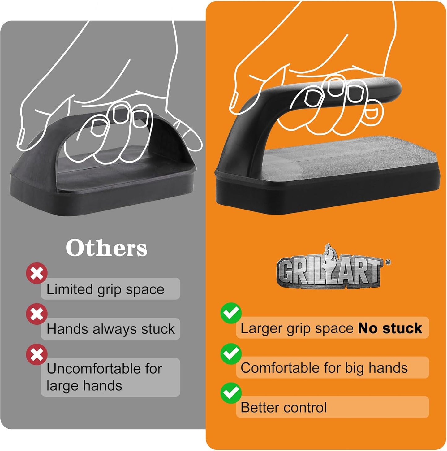 GRILLART Griddle Cleaning Kit for Blackstone, Flat Top Grill Cleaning Kit with Grill Stone, Griddle Scraper, Scouring Pad and Handles, Multifunctional Griddle Accessories for Rusty Grills, Orange
